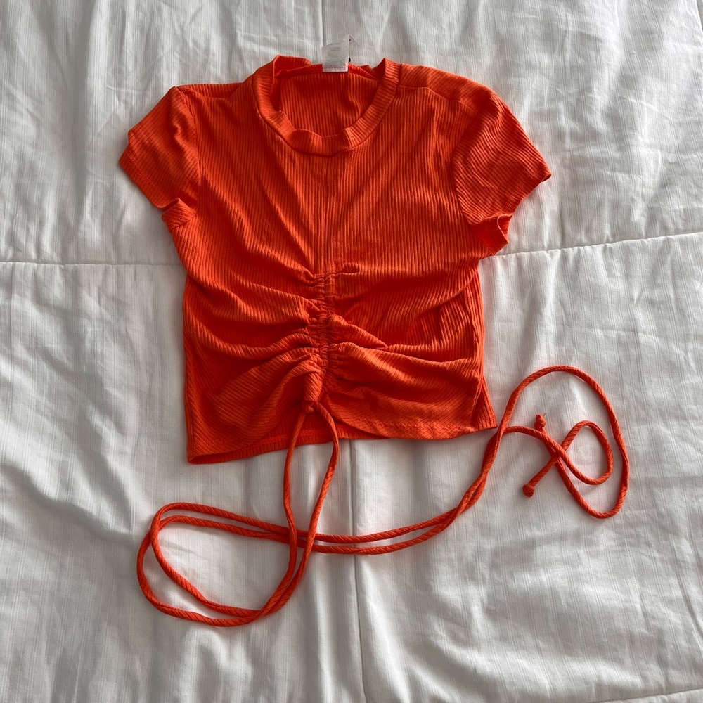 Orange shirt sleeve crop top size M